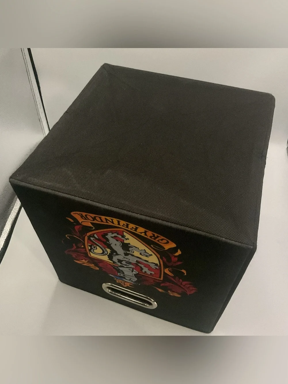 Harry Potter Hogwarts Gryffindor Black Collapsing Cube Storage Bin 10.5” Cubby